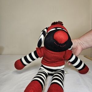 Red & Black Striped Plush Sock Monkey Stuffed Animal